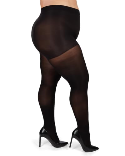 Image of MeMoi Plus Size Curvy Control Top Tights, Comfortable and Lightweight Tummy Control Tights - Sizes 1X-7X