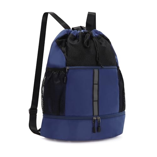 Valleycomfy Drawstring Gym Bag Sports Backpack With Shoe Compartment
