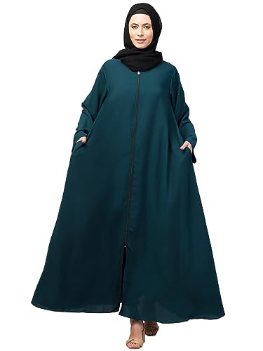 Image of Mallika Women Modest Wear Nida Matt Front Open Zipper Abaya Burkha for Everyday use