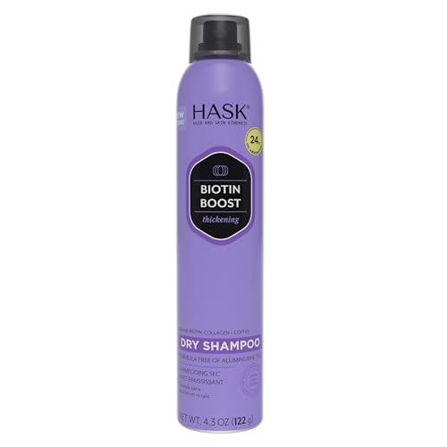 HASK Biotin Thickening Dry Shampoo for all hair types, aluminum free, no sulfates, parabens, phthalates, gluten or artificial colors - 4.3oz