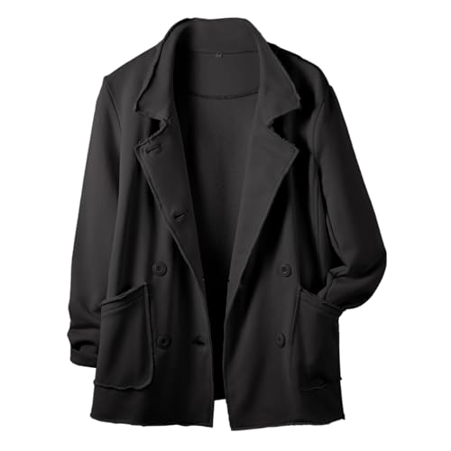 Image of Ainangua Classic Trench Coats for Women Double Breasted Blazer Fleece Peacoat Jackets Essentials Fall Winter Coat(Black,XL)
