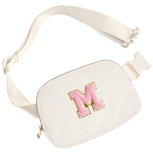 Image of Gitus Gifts for Teen Girls 10-12 12-14 14-16 16-18 Birthday Gifts for Girls Women Sister Teacher Initial Belt Bag Fanny Pack Crossbody Bags for Teen Girl Gifts Trendy Stuff Travel Essentials (Ivory-M)