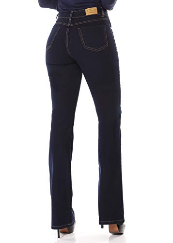 Calça Boot Cut Cintura Alta, Feminino, Sawary Jeans, Black Blue, 40