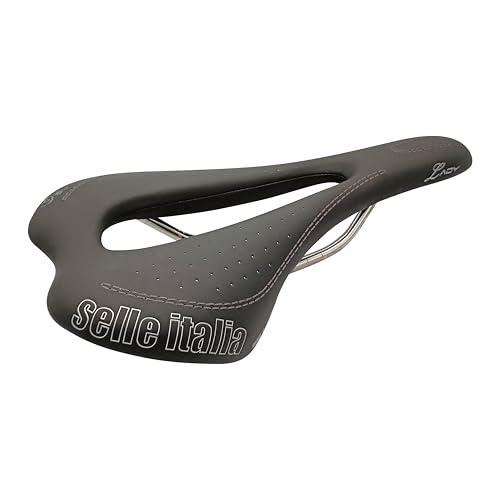Selle Italia SLR Lady TI 316 Superflow   Sillín de Bicicleta de Carretera y Gravel para Mujer con Gel Suave, Cómodo Agujero Superflow, Cuadro TI 316   Talla L, Negro