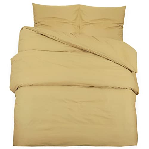 Parure de lit 200x200 infroissable en microfibre taupe facile d'entretien