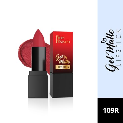 Image of Blue Heaven Get Matte Lipstick | Soft Matte Finish and Lightweight Formula | Intense Pigment | Long-Lasting Lipsticks For Women | 109R | 4gm (Pack of 2)