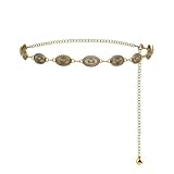 Cinturones Concho Para Mujer, Metal Dorado Estilo Occidental Cadena De Oro De La Cintura Exquisitos Cadena De Cintura Bohemia Cadena Para El Vientre Cinturon Dorado Mujer Fiesta Para Vestido/Jeans
