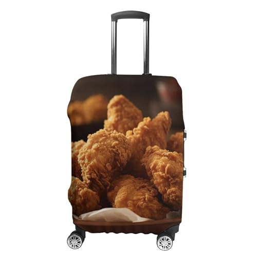 Travel Luggage Cover Elastic Suitcase Protector Anti-Scratch Washable A Plate Of Fried Chicken Luggage Sleeve Tsa Approved Carry on Covers Baggage Cover Fits 18-32 Inch Luggages