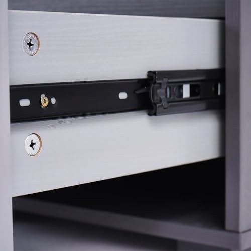 homary Extendable TV Stand with 3 Drawers Minimalist Rectangle Entertainment Center Walnut TV Console Table Up to 110\" (Extendable: 70.9”W-110.2”W) (Gray)