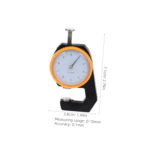 Calibrador de grosor con dial de cabeza plana, prueba precisa en acero, herramienta compacta para medir cuero, tela y cartón 0-10 mm miniatura 2