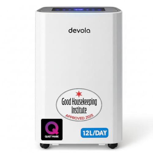 Devola 12L Dehumidifier & HEPA H13 Air Purifier- Quiet & Energy Efficient (costs less than 5p per hour) Dehumidifiers for Home Laundry Drying Mode Continuous drainage (DVH12L)