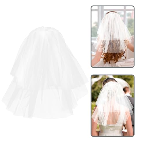 Velo de tul doble fácil de sujetar para un look voluminoso elegante 7