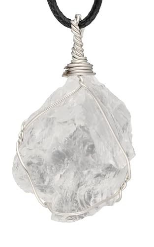 Lebensquelle Plus Colgante de piedra en bruto engarzada | Cristal cultivado naturalmente | Varias piedras preciosas, 4-5 cm x 2,5 cm, Acero inoxidable, Turmalina