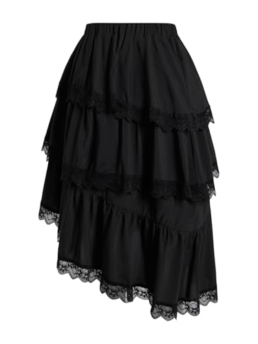 Verdusa Women's Cowgirl Western Boho Skirt Lace Ruffle Flowy Country Asymmetrical Lace Tiered Layered Skirts2