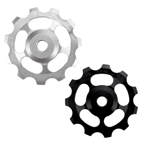 Semetall 11T Aluminum Sealed Bearing Bicycle Wheel Rear Derailleur Pulley-Bike Rear Derailleur Pulley Accessories-4Pcs(Black+Silver)