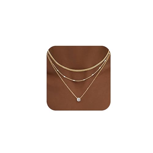 WomenGifts Layered Gold Necklaces for Women, 14K Gold...