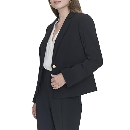 H HALSTON Women's One Button Short Office Workwear Blazer3