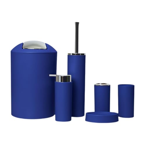 STARTIST 6 個 バスルームアクセサリーセット ソープディスペンサー お手入れ簡単 家庭用 アパート用 トイレブラシ 実的なギフト バスルーム品, 濃紺