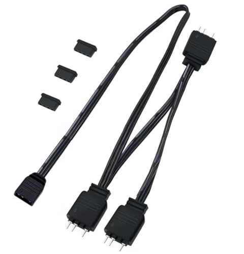 ARGB 4P-3PIN 1 Female to 3 Male Addressable RGB Synchronised Extension Cable (17.7in/45cm) Compatible with Most Popular motherboards, ARGB Fans and Liquid Cooling radiators (1 to 3)