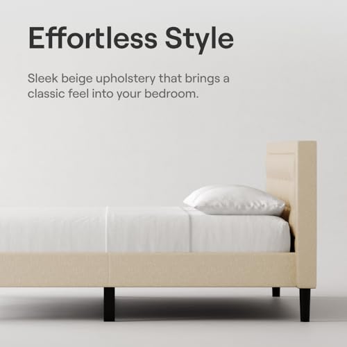 image for Nectar Bed Frame & Headboard - Linen - Twin - 8 Inch Legs and Sturdy W