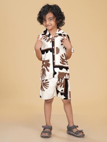 Image of Ninos Dreams Boys Cotton Rayon Coord Set with shorts /Holiday Shirt & Shorts