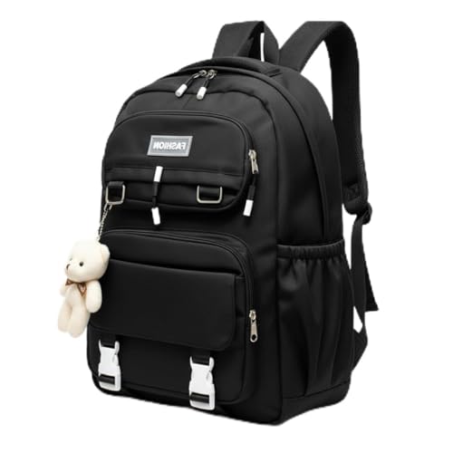 Mochila Feminina Bolsa Impermeável Fofa De Costas Escolar Leve Trabalho Viagem Dia a Dia (Preto)