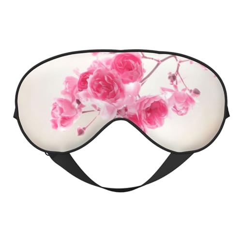 ピンクフラワー スリープマスク、睡眠用アイマスク、完全に調節可能なストラップアイカバー レディース/メンズ