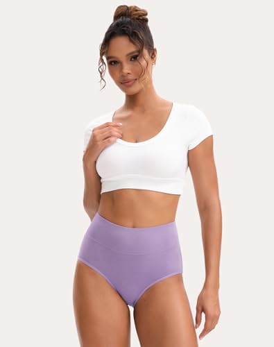 Image of INNERSY Women's High Waisted Underwear Cotton Panties Regular & Plus Size 5-Pack