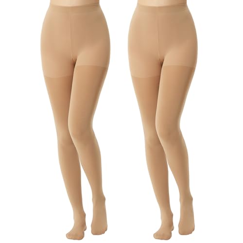 MANZI Women's Super Opaque Tights 2 Pairs 120 Denier Warm Control Top High Waist Winter Pantyhose for Women Small Suntan