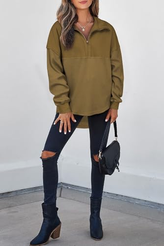 Image of SHEWIN Women Fall Sweatshirt Casual Half Zip Pullover Fall Top 2026 Clothes
