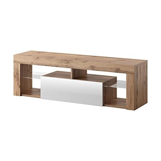 Selsey BIANKO - TV-skåp - 140 cm - Lancaster ek/vit glans