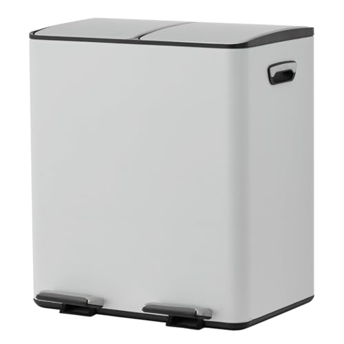 Caneca de basura doble de acero inoxidable 2x20L blanca