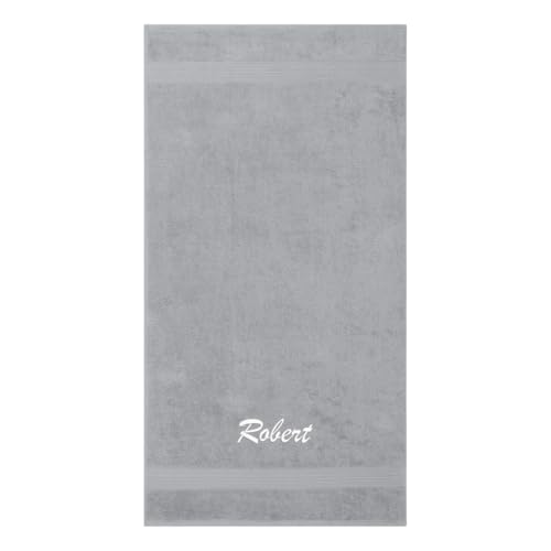 Kaufman - Personalized Velour Beach and Pool Towel 100% Cotton 30in X 60in Solid Color Bath Towel Embroidered (Dove Grey)