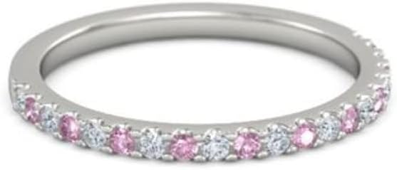 925 Sterling Silver Round 0.58 Ctw Pink Spinel Eternity Women Engagement Stackable Wedding Ring