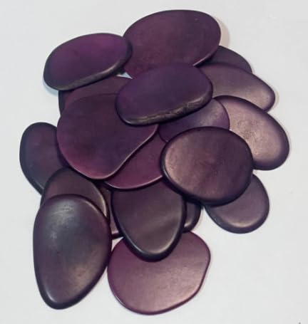 Plum - Grape Color. Tagua Slices - 20 Beads from Colombia, Small Size: 3 x 2 cm. Approx.. undrilled Vegetable Ivory nut.