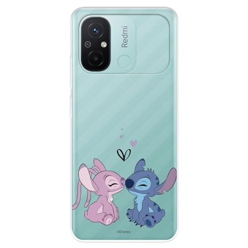 Custodia per Xiaomi Redmi 12C Ufficiale Disney Angel & Stitch Bacio per proteggere il tuo cellulare Cover per Xiaomi in silicone trasparente flessibile con licenza ufficiale di Lilo & Stitch