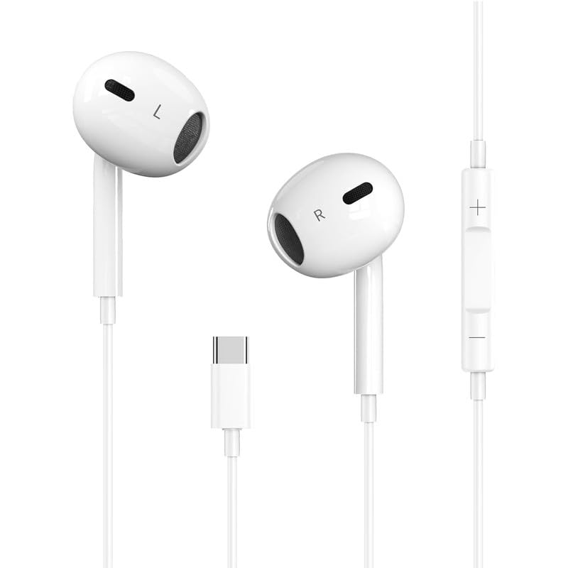 USB C Headphones for iPhone 17/16/15 Pro Max Plus Type C Earbuds with Microphone & Remote Noise...