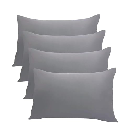 ANSIO Pillow Cases 4 Pack Standard Size 50 x 75cm 100% Brushed Microfibre OEKO-TEX Certified Envelope Closure Fade & Stain Resistant Pillows Not Included - Grey