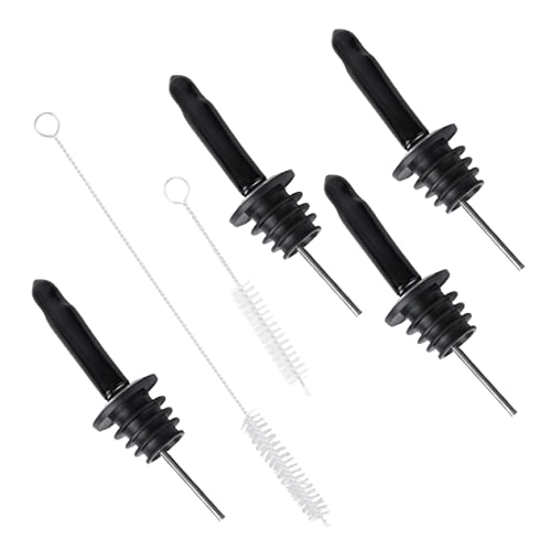 Ciieeo 1 Set Stainless Steel Wine Pourer and Stopper Set with Silicone Caps Cocktail Pourer Bottle Stopper Brushes for Smooth Pouring and Strong Airtightness for Home Bar Use