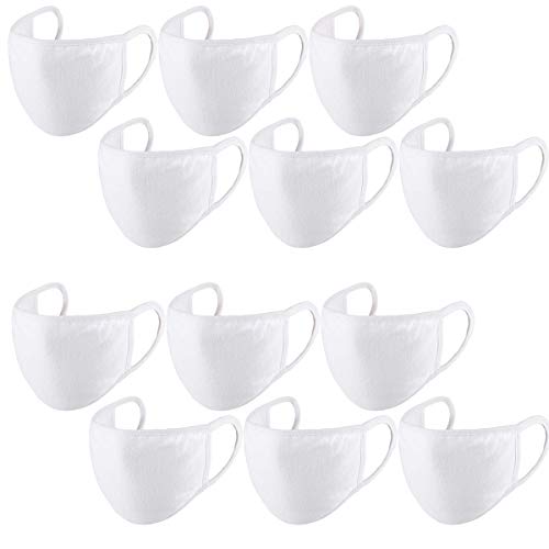 Preisvergleich Produktbild Waschbar Staubmasken, JulisEU Gesichtsmaske, Fashion Unisex Face Masks, Wiederverwendbare Baumwolle Masken 12 Stück Set, enthält 12 Weiß