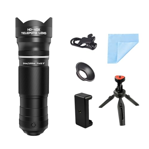 Andoer Objetivo de zoom de 40 aumentos con trípode, teleobjetivo telefónico telescopio para teléfono, lente de cámara para senderismo, camping, observación de la fauna, luna, deportes, juegos, - imagen 7