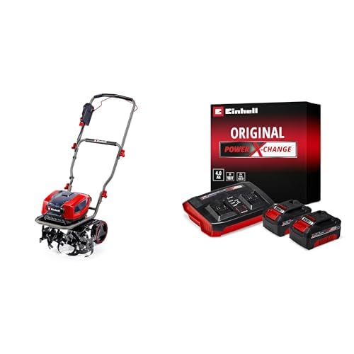 Einhell Motoazada con batería GP-CR 36/45 Li E BL-Solo Power X-Change 36 V, sin escobillas, Anchura de Trabajo 45 cm + Einhell Starter Kit 2 x 4 Ah Battery + Twincharger 18 V