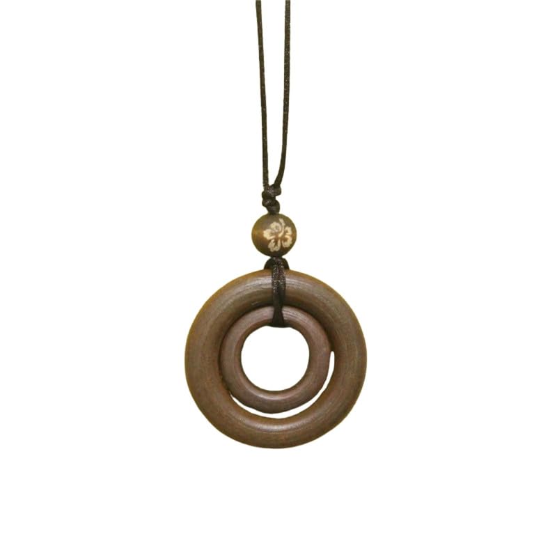 Solid Wood Double Circle Pendant | Natural Wooden Craft Jewelry Fashion Accessories-image-38
