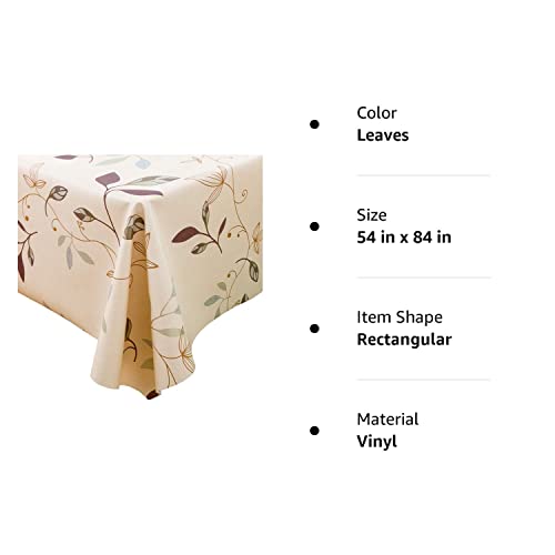 Chizoya Table Cloth Heavy Duty Vinyl Table Cloth For Rectangle Table Wipe Clean Pvc Tablecloth For Kitchen Dining Table (54X84 Inch, Leaves) #TOP7