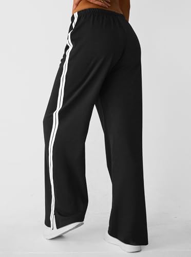 SOFIA'S CHOICE Women's Drawstring Sweatpants Side Stripe Pants Wide Leg Track Pants with Pockets4
