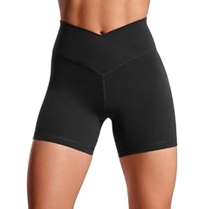 CRZ YOGA Womens Butterluxe Crossover Biker Shorts 5” – Criss Cross High Waisted Workout Yoga Shorts Buttery Soft