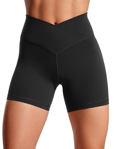 CRZ YOGA Butterluxe Damen Crossover Sport Radlerhose High Waist V-Kreuz...