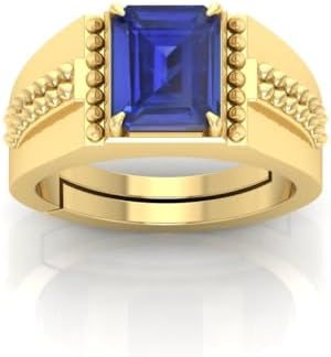 ブルーサファイア リング 5.00カラット 認定 Aaa++ 品質 天然ブルーサファイア ニーラム宝石リング 金メッキ 男女兼用 -