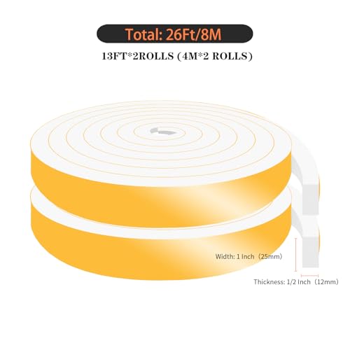 Image of Door Seal Strip,High Density CR Insulation Tape,1 in x 1 /2 in x 26Ft