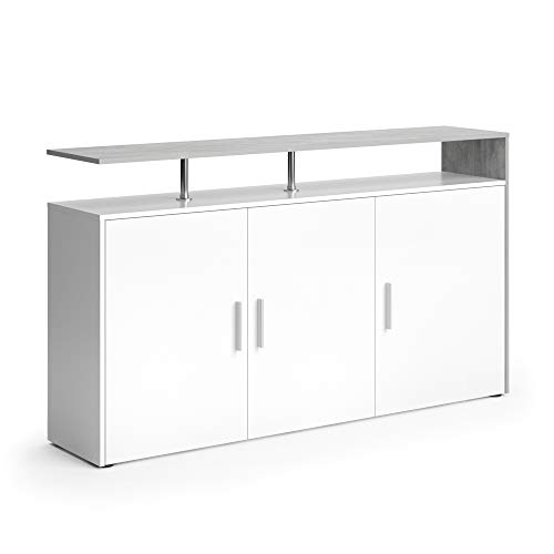 Vicco Kommode Amato, Regal mit Türen, Weiß/Beton, 160 x 91.6 cm